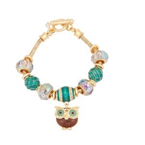 Napier Owl Charm Slider Bracelet